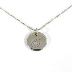 Tiffany & Co. Sterling Silver Notes Round Disc Initial Letter S Pendant Necklace 16 " Elegant Silver Initial Necklace With Monogram, Elegant Silver Monogram Initial Necklace, Elegant Monogram Medallion Necklace, Elegant Medallion Necklaces With Initials, Elegant White Gold Jewelry With Hallmarks, Luxury Monogram Silver Necklace, Luxury Silver Monogram Necklace, Classic Monogram White Gold Necklace, Elegant Medallion Initial Necklace