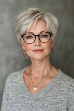 28 Stunning Short Hairstyles for Women Over 60 with Glasses to Try in – CreativeBooster Short Tucked Behind Ear Hairstyles, Short Blonde Hair Chin Length, Short Hairstyles With Highlights Over 50, Short Haircut For Gray Hair, Short Hair Styles Over 50 Older Women, Post Brain Surgery Hair Styles, Short Hair With Widows Peak Women, Over 60 Gray Hairstyles, Hairstyles For A Square Face Shape