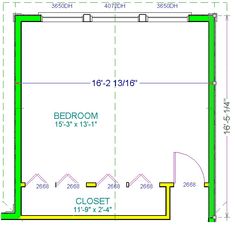 the floor plan for a bedroom and closet