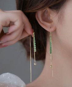 Earrings With Chain, Leather Jewelry Diy, Spring Maxi Dress, Daily Hairstyles, May Designs, Wire Jewelry Designs, Tassel Drop Earrings, Green Copper, Earrings Green