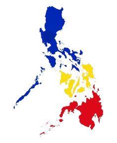 a map of the philippines with different colors on it's sides and an area marked in red, yellow, and blue