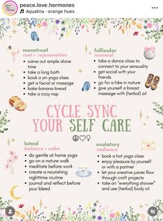 Take care of yourself throughout your menstrual cycle🤗💖 follow us to learn how! #hormonebalancing #fertilityawareness #hormonehealth Menstrual Cycle Self Care, Menstrual Self Care, Womens Health Tips, Period Magick, Cycle Sinking, Period Vitamins, Period Must Haves, Seeds Cycling, Period Syncing