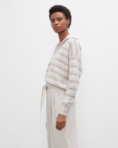 Women's Boiled Cashmere Polo Sweater | Club Monaco Cashmere Polo Sweater, Scuba Sweatshirt, Cashmere Polo, Cozy Sweatpants, Johnny Collar, Mens Back, Oversized Turtleneck, Cashmere Sweater Women