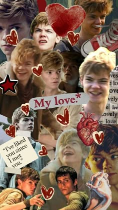 the collage has many different pictures and words on it, including one that says my love