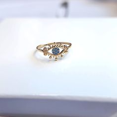 Unbranded 18k Yellow Gold Evil Eye Ring With Stone Lightweight Au750 New Pawnable Cute Lightweight Approx 1.1g To 1.3g Stamped 750 18k Au750 Pawnable Size Available With Blue And White Zirconia Stones Evil Eye Ring Gold, Ring With Stone, Evil Eye Ring, Eye Ring, Womens Jewelry Rings, Stone Rings, Evil Eye, Blue And White, Yellow Gold