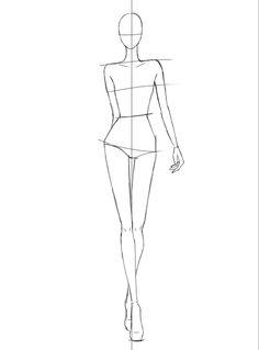 a line drawing of a woman's body and legs, with the top half drawn