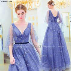 Purple V-neck Prom Gown, Light Blue V-neck Evening Dress For Party, Blue V-neck Prom Gown, Light Blue V-neck Party Evening Dress, Purple V-neck Wedding Gown, Blue V-neck Dress For Prom Season, V-neck Tulle Gown For Prom Season, Purple V-neck Gown For Prom, Light Blue V-neck Evening Gown