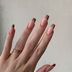 Brown Acrylic Nails, Brown Nail, Nails Pastel, Nails Aesthetic, Pastel Nails, Yellow Nails