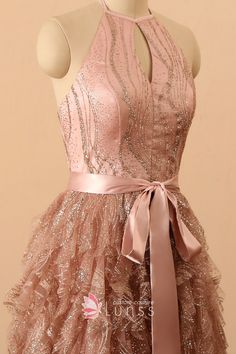 Rose Gold Prom Dress, Graduation Dresses Long, Gold Prom Dresses, Rose Gold Dress, Prom Dresses Sleeveless, Womens Prom Dresses, Jacquard Dress, Easy Trendy Outfits, Dress Silhouette