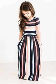 These Multi-Colored Stripe Maxi are so adorable, your child will want one in every color! They are so comfortable and made from the softest fabric! Pair this dress with cute booties or sandals in the summer. Baby Mode, Girls Maxi Dresses, Girls Stripes, Striped Maxi, Fashion Kids, Toddler Fashion, Childrens Fashion, Lany