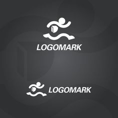 two logos with the words logomark and an image of a person swimming in water