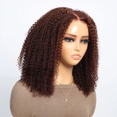 Product Name Afro Curly #33 Reddish Brown Colored Human Hair Wigs Material 100% Human Hair Density 180% Lace Type HD Lace Parting Free Part Cap Size Small (Circumference 21.5") Regular (Circumference 22.5") Large (Circumference 23.5") Please leave a note in the cart page or send us a message if the small or large cap is needed Straps Adjustable Last For More than one year Can Be Dyed Yes Can be straightened and curled Yes Wear occasions Everyday Wear,Special Events, Cosplay and Costume Parties,H Afro Curly Wig, Colored Human Hair Wigs, Ombre Brown, Costume Parties, Curly Wig, Brown Ombre, Lace Hair, Hair Density, Reddish Brown