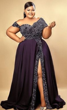 Plus Size Asoebi Lace Styles, Elegant Plus Size Outfits, Dinner Gowns, Plus Size Evening Gown, Stylish Naija, African Attire Dresses, Classy Gowns