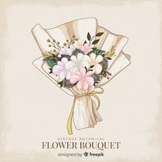 a bouquet of flowers is wrapped in a ribbon