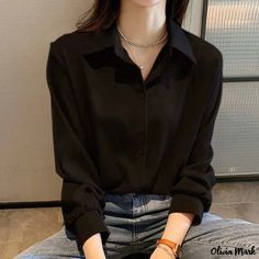 Olivia Mark - Soft Blouse Liner White Shirt Satin Shirts For Women, Ladies Chiffon Shirts, Women Chiffon Blouse, Chiffon Blouses, Office Shirt, Blouse Summer, Silk Button Up, The Office Shirts, Satin Shirt