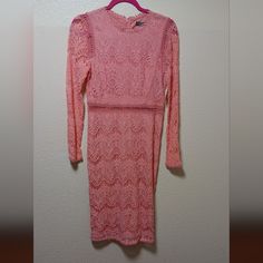 Women's Brand New With Tags, .Pink Lace Dress By Love X Designs Size Medium Very Beautiful Pink Lace Dress, Lace Pink Dress, Dresses Pink, Pink Lace, Women Brands, Lace Dress, Dresser, Long Sleeve Dress, Size Medium