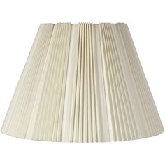 a white lamp shade with pleated fabric on the top and bottom, against a white background