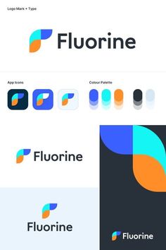 the logos for florinne are designed in different colors and shapes, including blue, orange