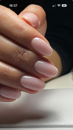 Solid Neutral Nails, Short Oval Nails Acrylic Classy, Light Pink Neutral Nails, Oval Neutral Nails, Short Oval French Nails, Neutral Oval Nails, Simple Oval Nails, Neutral Short Nails, Oval French Tip Nails