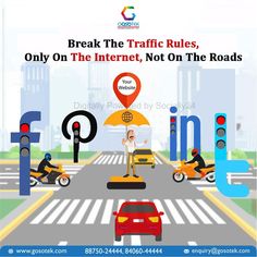 an advertisement for traffic rules on the internet, not on the roads with cars and motorcycles