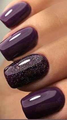 Dark Purple Nails, Unghie Sfumate, Purple Nail Polish, Fall Gel Nails, Cute Gel Nails, Chic Nails, Nail It