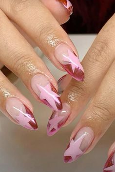 Cheek nails, summer, classy, party nails Plexigel Nails Design, Retro Aesthetic Nails, Dope Nails Almond, Star Chrome Nails, Euro Nails, Spring Chrome Nails, Baddie Almond Nails, Nails Inspo Spring, Nagel Tips