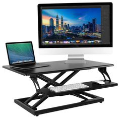 Mount-It 31.5 Wide Height Adjustable Standing Desk Converter- Black-Standing Desk Converters-Mount-It-Black-Ergo Standing Desks Standing Desk Riser, Desk With Keyboard Tray, Desk Riser, Standing Desk Converter, Computer Desk With Hutch, Monitor Riser, Electric Standing Desk, Keyboard Tray, Dual Monitor