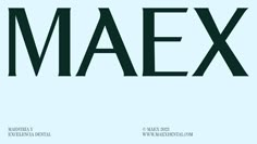 an image of the word maex in black and white on a light blue background