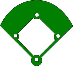 a green baseball field with a white base