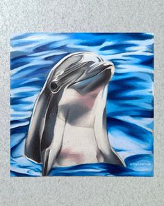 a drawing of a dolphin in the water