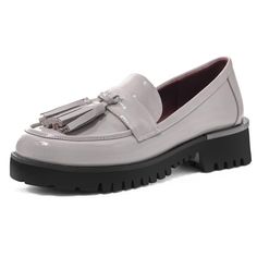 PRICES MAY VARY. ❗❗ Fit tip: RUNS LARGE, CHOOSE A HALF SIZE SMALLER FOR COMFORT. Please refer to the size chart before placing your order. Standard US size both in length and width. ☛ 2024 trendy: Loafer with round-toe silhouette and vamp strap with tassel detail create classic and fun style womens loafers for casual or dress outfits. ☛ Black loafer: 1.37 inch platform with lug sole elevates these chunky womenswear inspired loafers. Slip on design for easy on/off. ☛ High quality loafers: Crafted Office Patent Leather Tassel Loafers With Round Toe, Dress Outfits Black, Casual Work Shoes, Chunky Loafer, Womens Loafers, Outfits Black, Black Loafers, Tassel Loafers, Fun Style