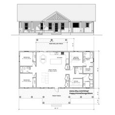 the floor plan for a two story house with an attached garage and living room area