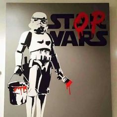 a star wars poster with the words may the force be with you painted on it