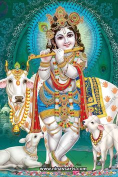 the hindu god with two cows