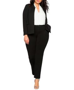 in stock Work Blazer, Plus Size Blazer, Plus Size Petite, Sneaker Dress Shoes, Slim Leg Pants, Blazer Black, Sleek Fashion, Professional Outfits, Notched Collar