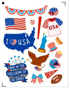 an american flag and usa sticker sheet