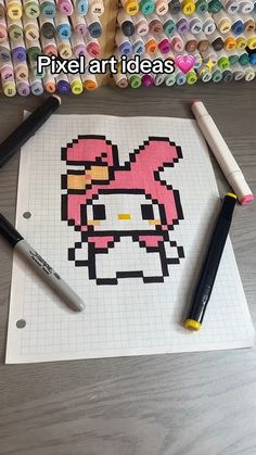 Drawing Ideas Sanrio, Pixel Sanrio, Pixel Art Sanrio, Pixel Art Disney, Sanrio Drawing, Minecraft Shop, Sanrio Drawings