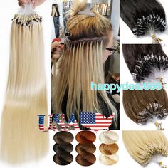 Micro Ring Beads Loop Link Russian Remy Human Hair Extensions Heat Resistant100s   Loop Micro Ring Beads Hair Extensions Made from 100% Remy human hair, so you can color cut  wash style and straighten the hair extensions just as you would normal human hair .They are the lastest innovation of hair extensions,easy to use without heat or glueApplication is easy,Strand by strand,a micro loop extension is applied to a similar sized piece of your own hair around 1cm away from the scalp. Tiny, silicone Hair Extension Color Ring, Microring Hair Extensions, Beaded Hair Extensions, Beads Hair, Remy Human Hair Extensions, 100 Remy Human Hair, Hair Beads, Real Human Hair, Wigs Hair Extensions