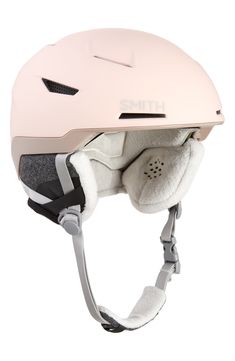 an image of a helmet that is on the white background for use in skiing or snowboarding