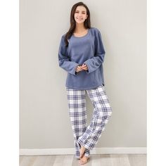 Women's Pajama Set Outfit Long Sleeve PJ Set Latitude Run® Size: XL | Latitude Run® Winesburg RH Pajama Set Plaid Women's Printed Comfy Fleece Long Sleep-Lounge Night RHW2857 46.0 W in blue / whitePolyester | XL | Wayfair Fleece Socks, Womens Pjs, Fleece Pajamas, Womens Pyjama Sets, Sleepwear & Loungewear, Pajama Set Women, Long Sleeve Pyjamas, Set Outfit, Western Outfits