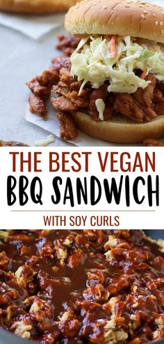 the best vegan bbq sandwich with soy curls