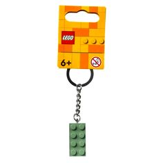 a lego key chain with a yellow and red block on it