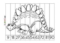 a drawing of a dinosaur with numbers to 10 on the bottom and one in the middle