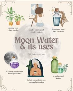 Mundane Magic, Water Magic Witchcraft, Moon Water Magic, Witchcraft Water, Magical Waters Witchcraft, Witchcraft Moon Water, Lunar Witch, Water Witch, Witch Rituals