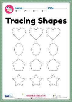 the worksheet for traceing shapes with hearts and arrows on it, which is also