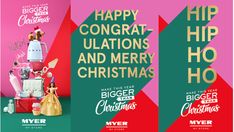 two christmas brochures with the words happy congratulations and merry christmas