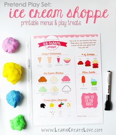 the pretend play set ice cream shoppe printable menu and play treats