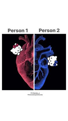 two different views of the human heart, each with an individual's image on it