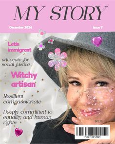 a magazine cover with a woman wearing a hat and holding her hand up to her face