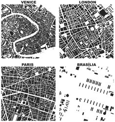 four maps of london, paris, and brussels